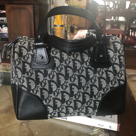 Dior Handbags - Gorgeous small black & grey Dior Boston bag!